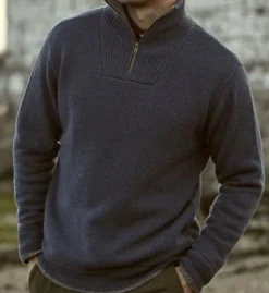 Irelandseye Knitted Lambswool Half Zip Sweater Men's