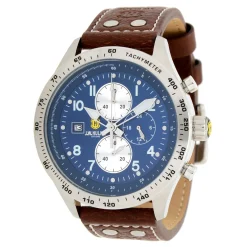 45Mm Quartz Chronograph Leather Strap Watch Men's