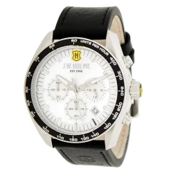 44Mm Quartz Chronograph Leather Strap Watch Men's