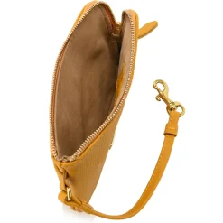 Pearl Zip Wristlet Pouch Pebble Leather
