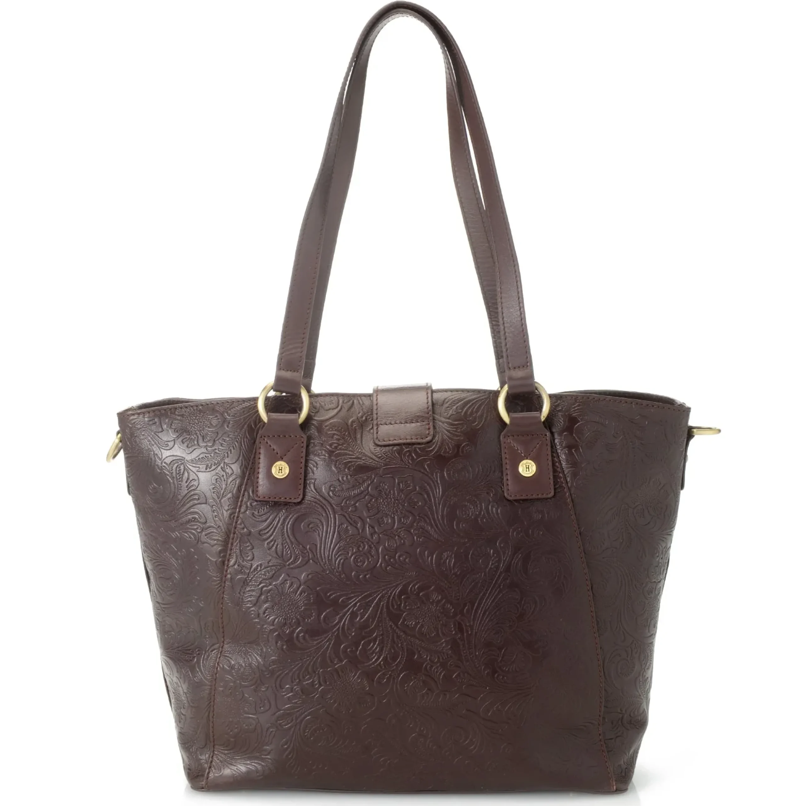 Reese Tooled Leather Lock Closure Tote Bag
